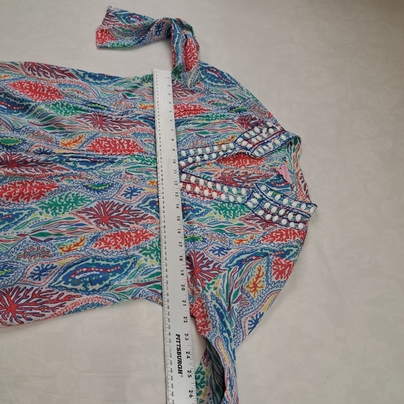 Lilly Pulitzer Sarasota Beaded Tunic Blouse Size L - Picture 10 of 12
